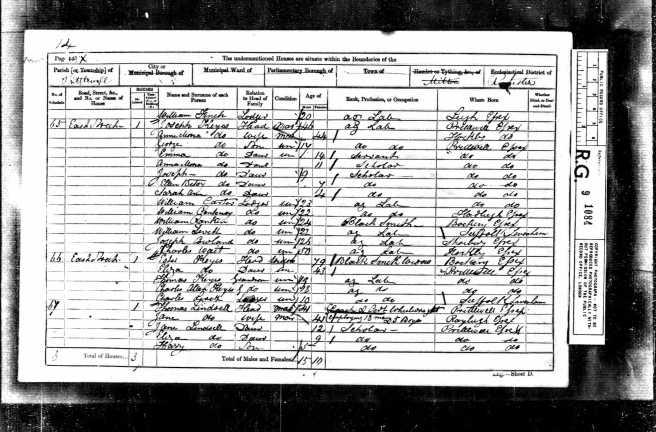 Jospeh Keyes Census Return 1861